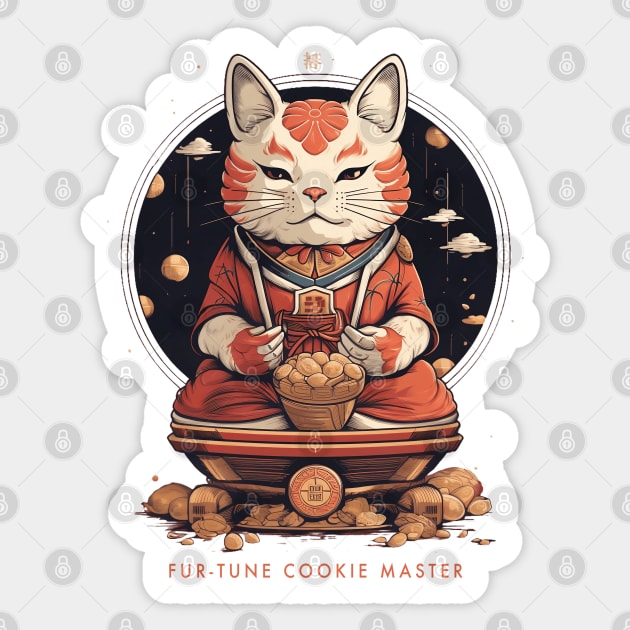 Fortune Cookie Master Asian Cat Sticker by origato